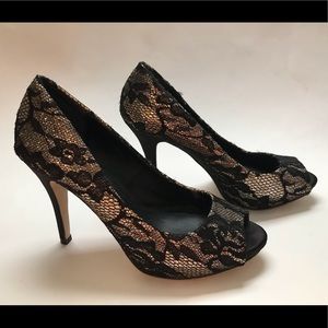 Glitter heels with black lace Aldo size 7